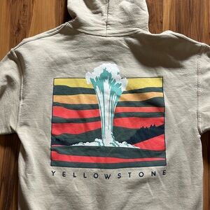 Yellowstone Graphic Hoodie, Size Medium, Tan, Excellent Condition, Cotton Blend